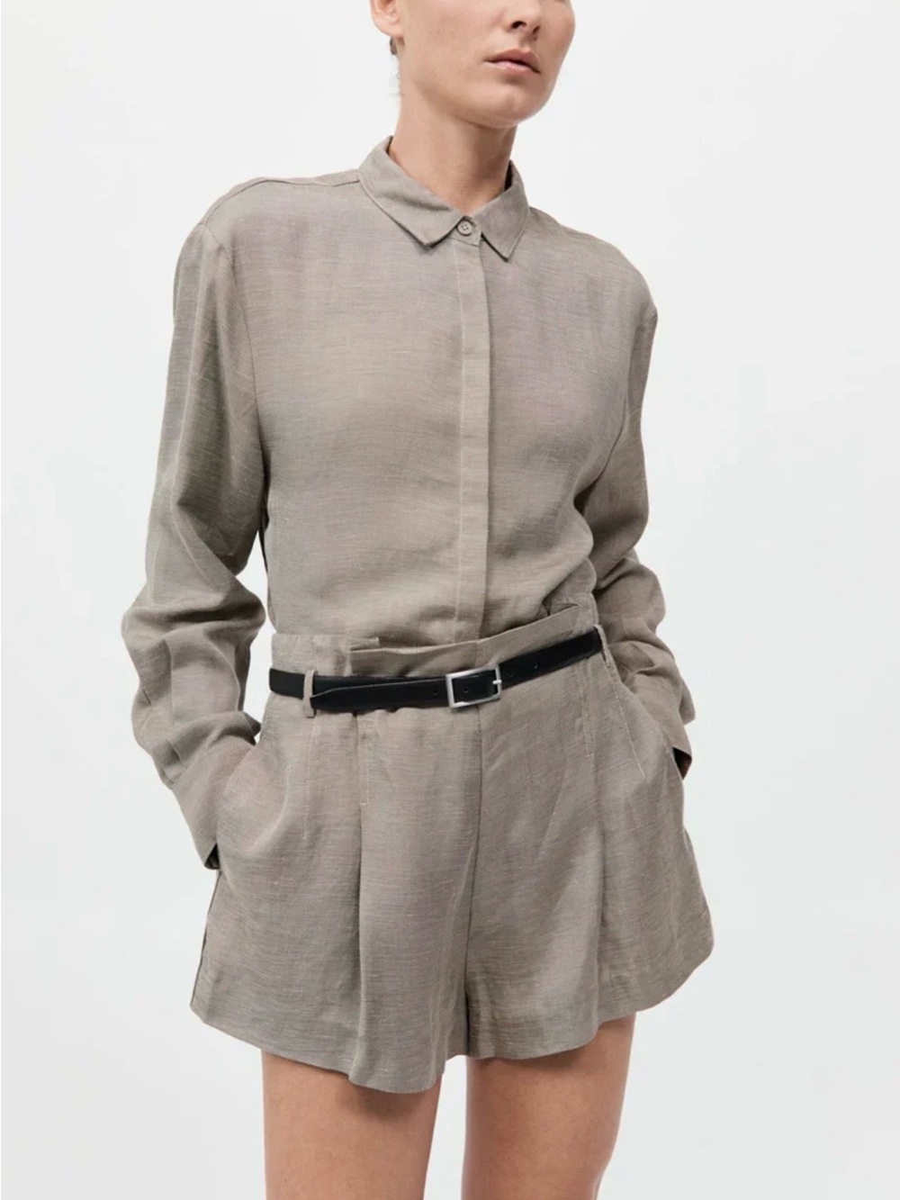 St. Agni Melange Paperbag Waist Shorts